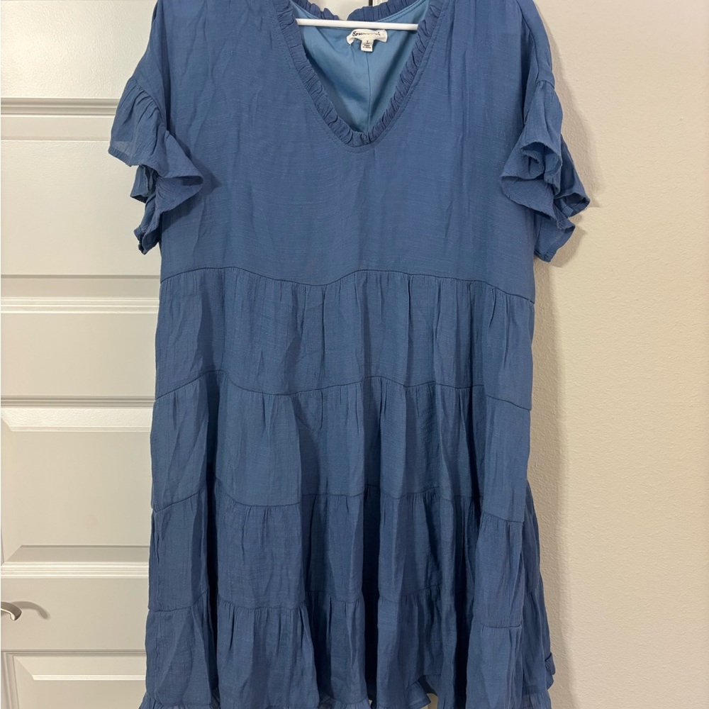 Blue Ruffled Women's Dress